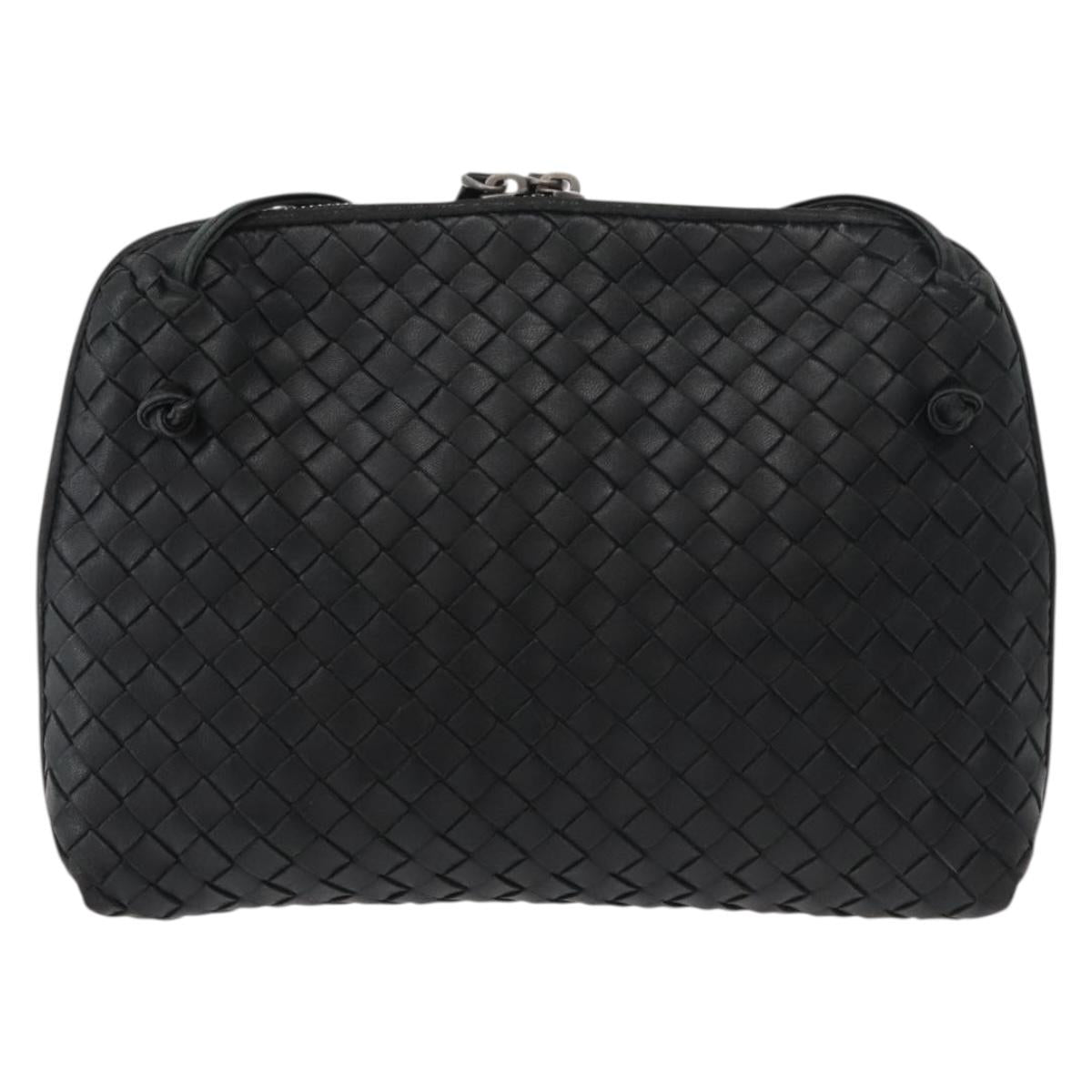 BOTTEGA VENETA INTRECCIATO Shoulder Bag Leather Black 245354 Auth 176616