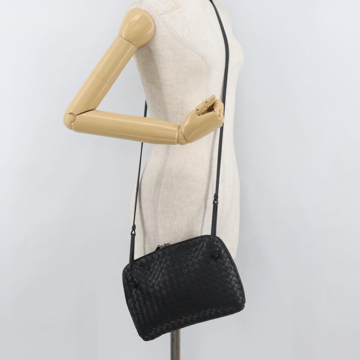 BOTTEGA VENETA INTRECCIATO Shoulder Bag Leather Black 245354 Auth 176616