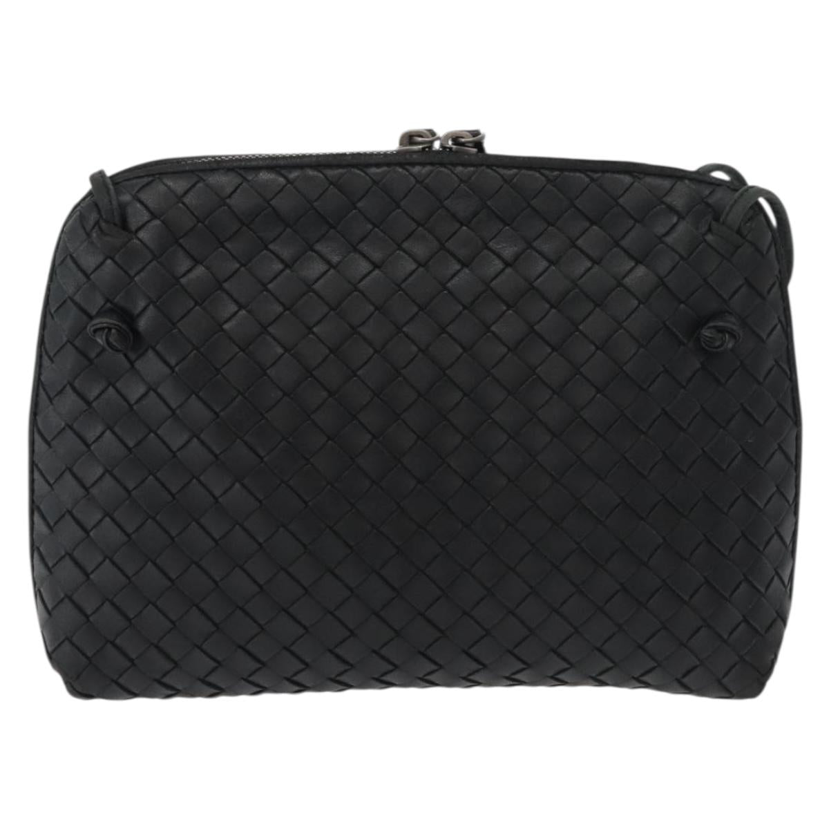 BOTTEGA VENETA INTRECCIATO Shoulder Bag Leather Black 245354 Auth 176616