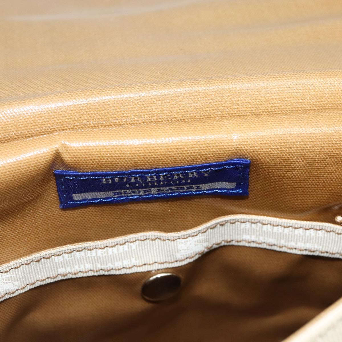 BURBERRY Blue Label Shoulder Bag Canvas Beige Silver Auth 176617
