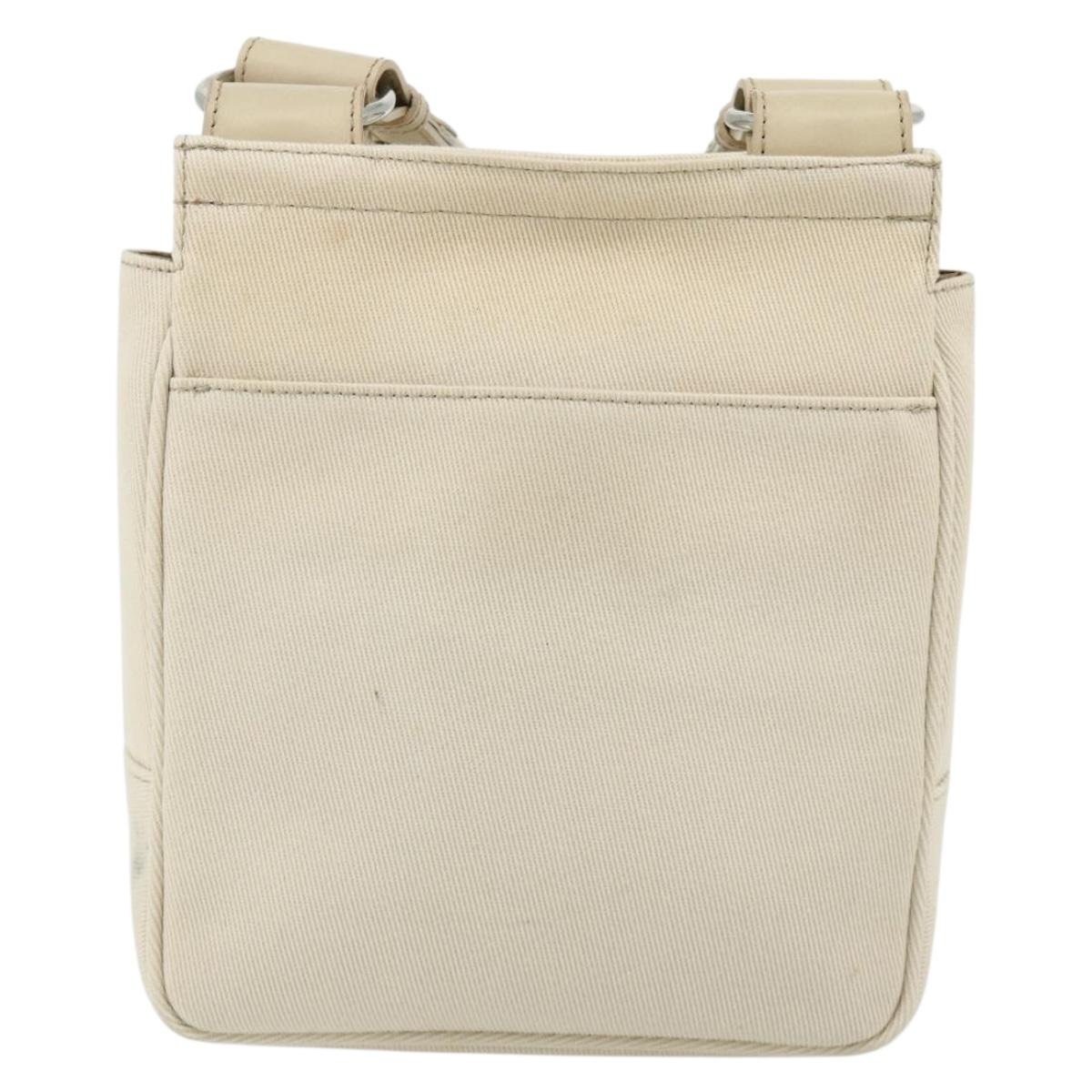 BURBERRY Blue Label Shoulder Bag Canvas Beige Silver Auth 176617