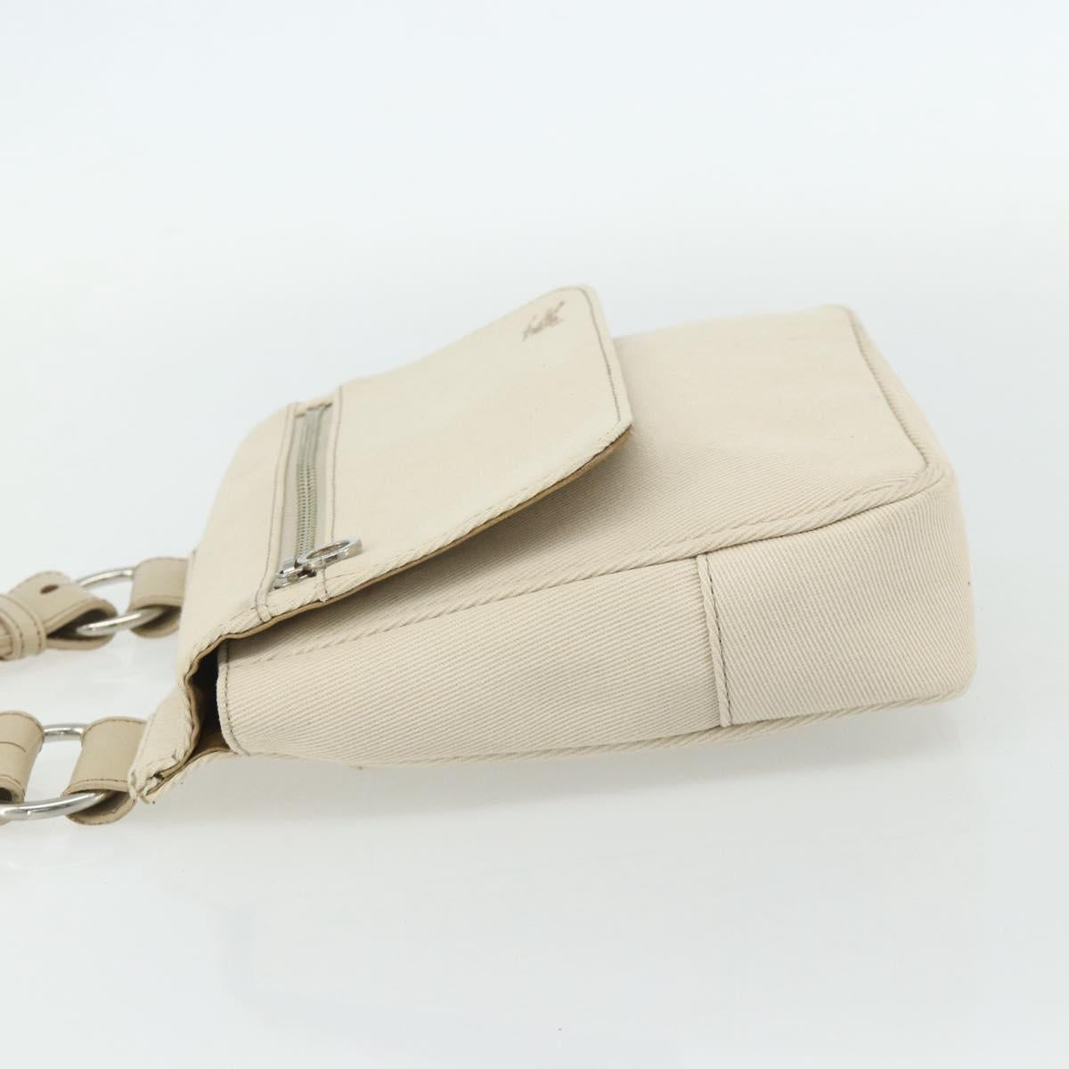 BURBERRY Blue Label Shoulder Bag Canvas Beige Silver Auth 176617