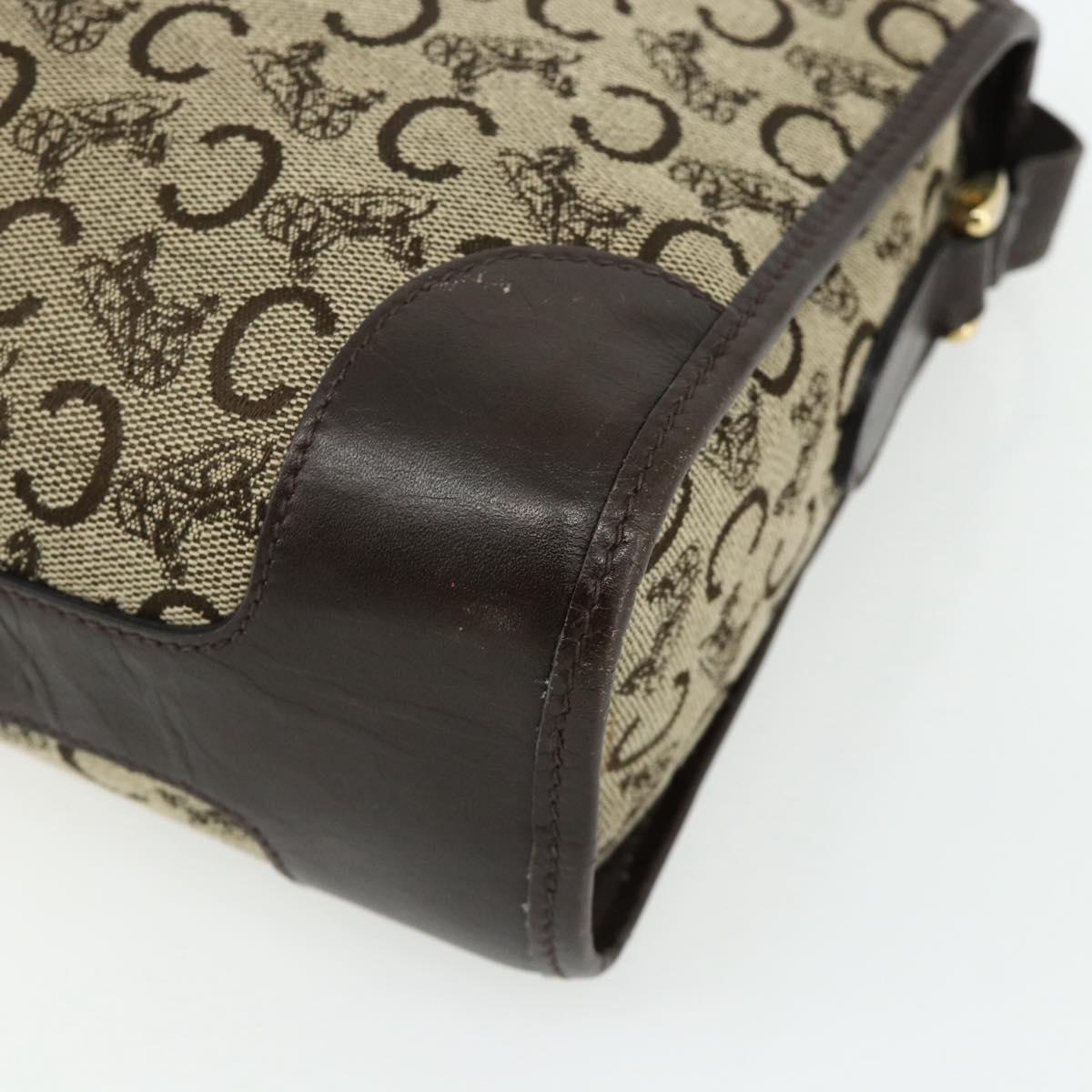 CELINE C Sulky Shoulder Bag Canvas Beige Gold Auth 176618