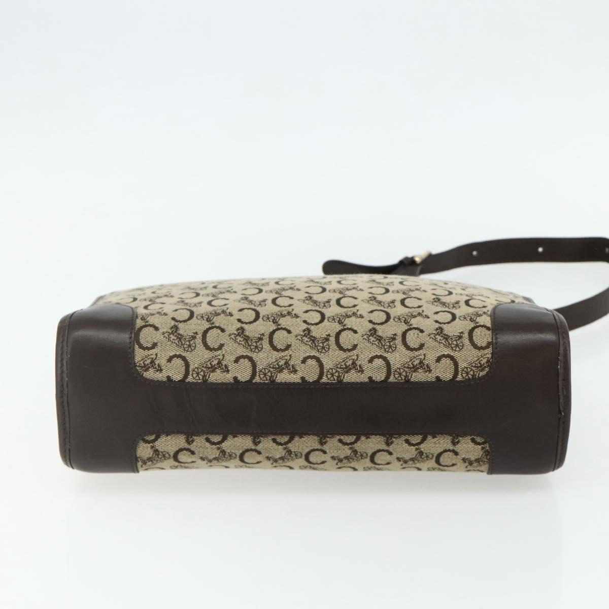 CELINE C Sulky Shoulder Bag Canvas Beige Gold Auth 176618