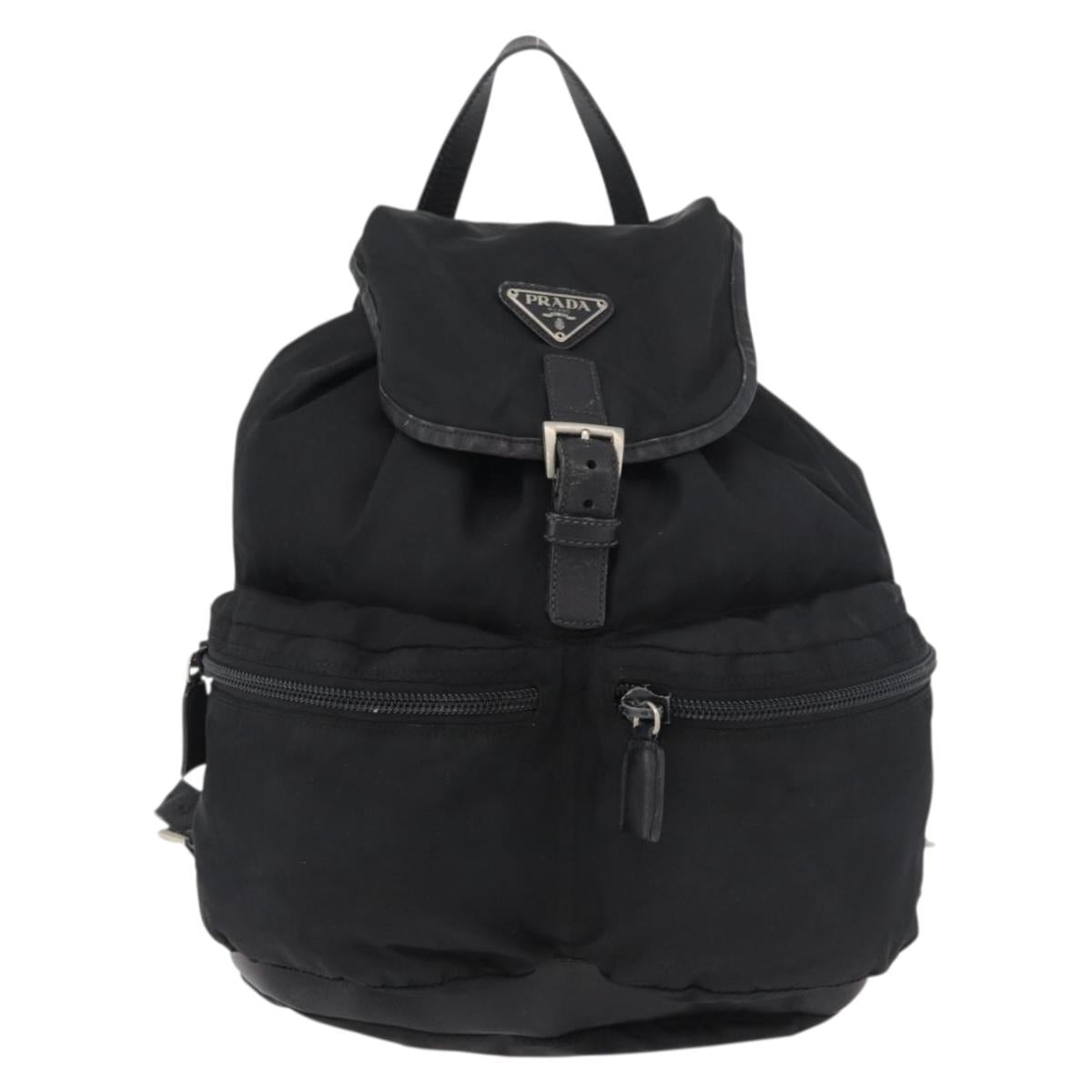 PRADA Backpack Nylon Black Silver Auth 176629