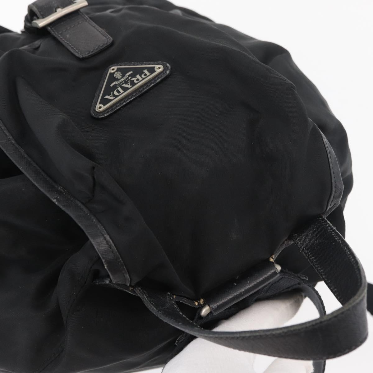 PRADA Backpack Nylon Black Silver Auth 176629