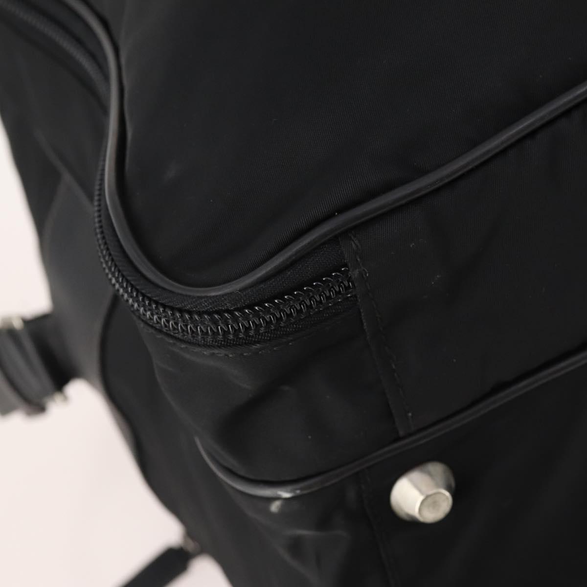 PRADA Boston Bag Nylon 2way Black Silver Auth 176630
