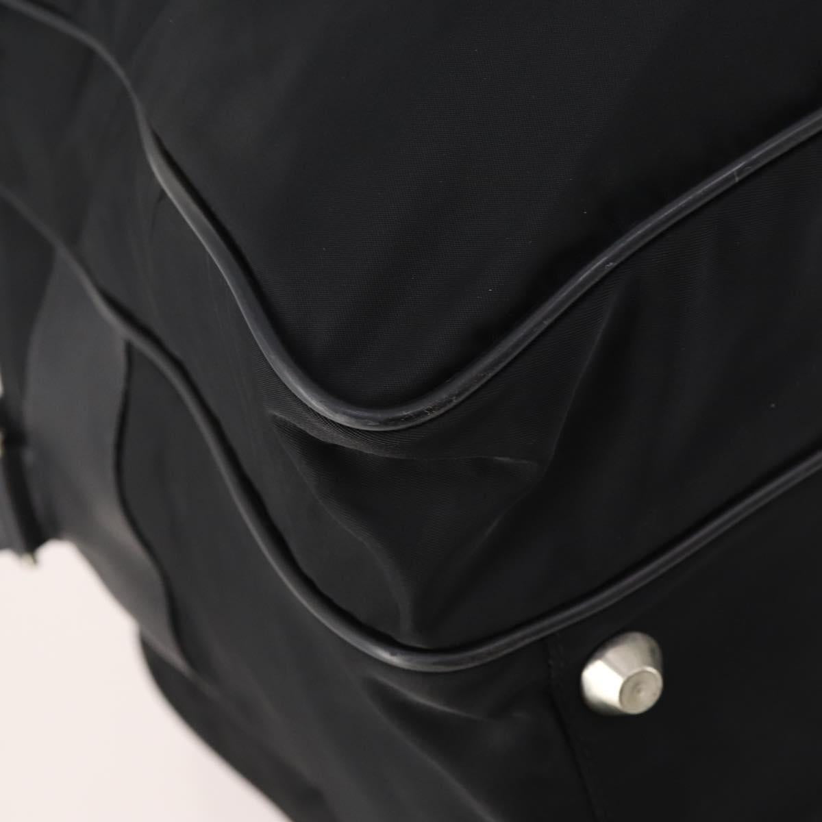 PRADA Boston Bag Nylon 2way Black Silver Auth 176630