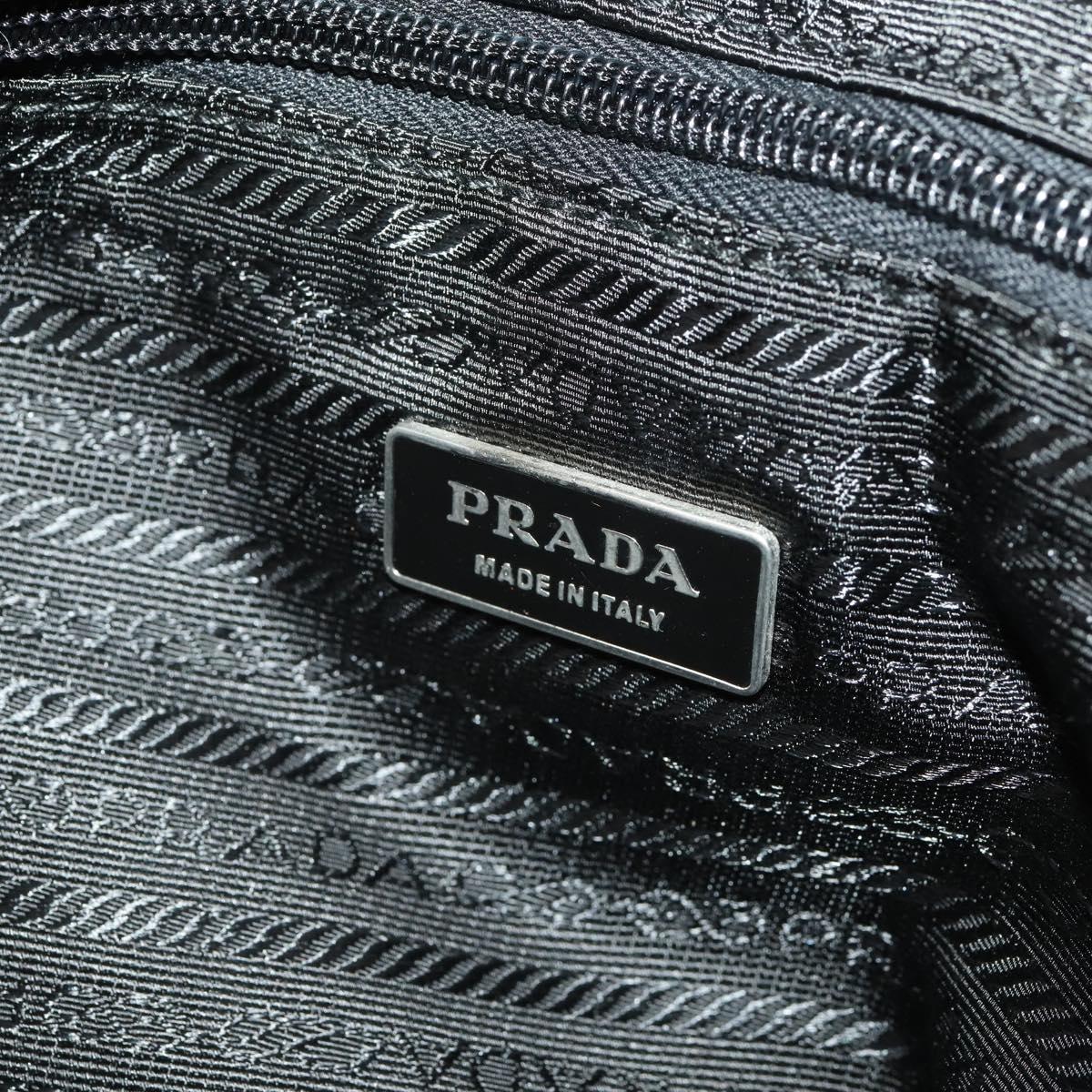 PRADA Boston Bag Nylon 2way Black Silver Auth 176630