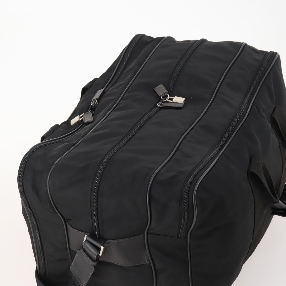 PRADA Boston Bag Nylon 2way Black Silver Auth 176630