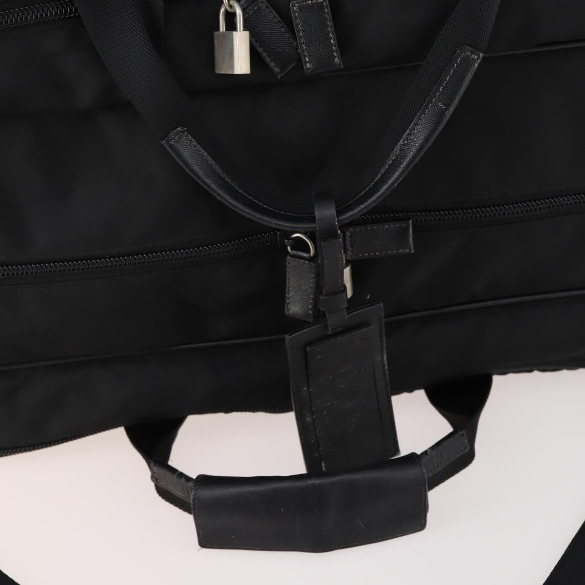PRADA Boston Bag Nylon 2way Black Silver Auth 176630