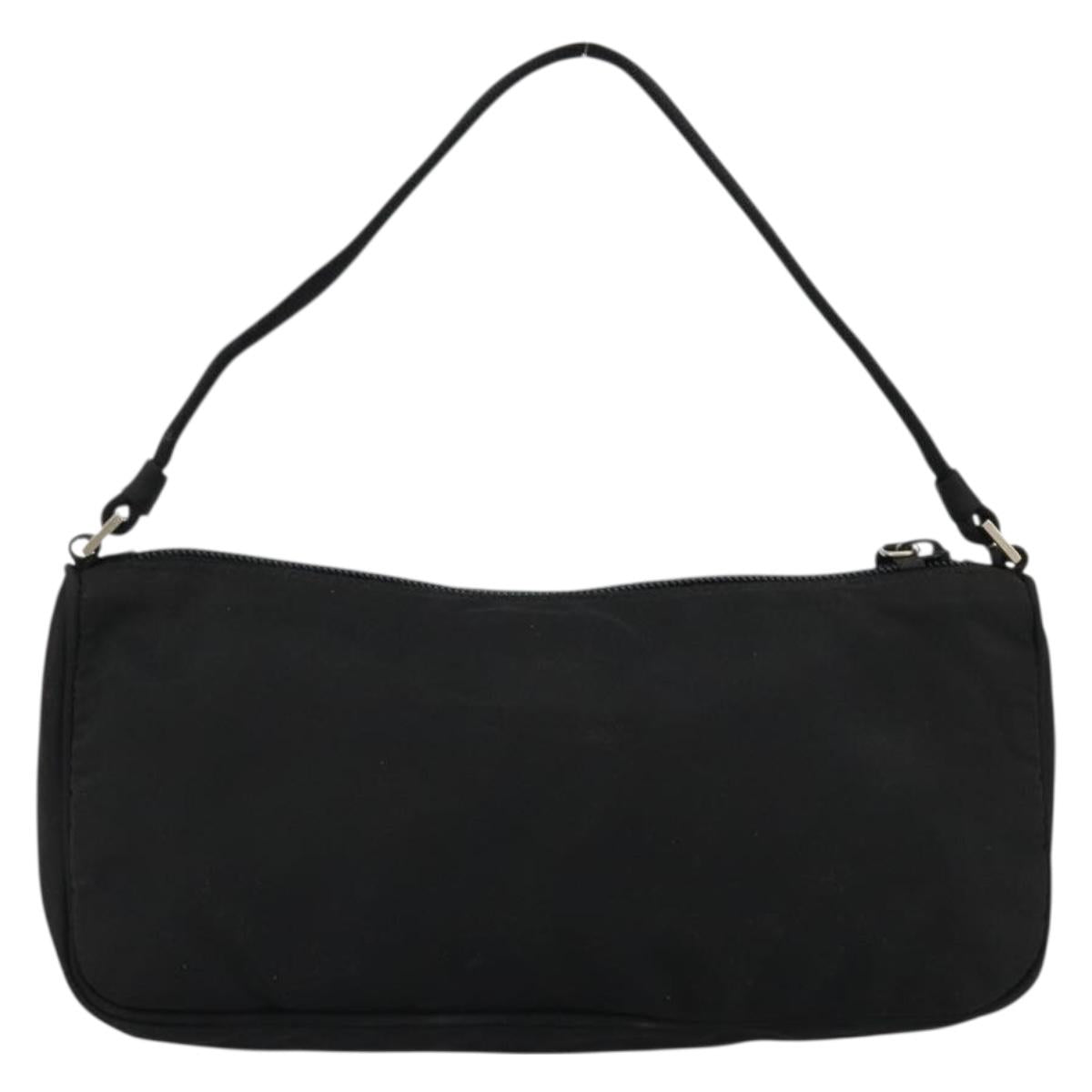 PRADA Accessory Pouch Nylon Black Silver Auth 176631A