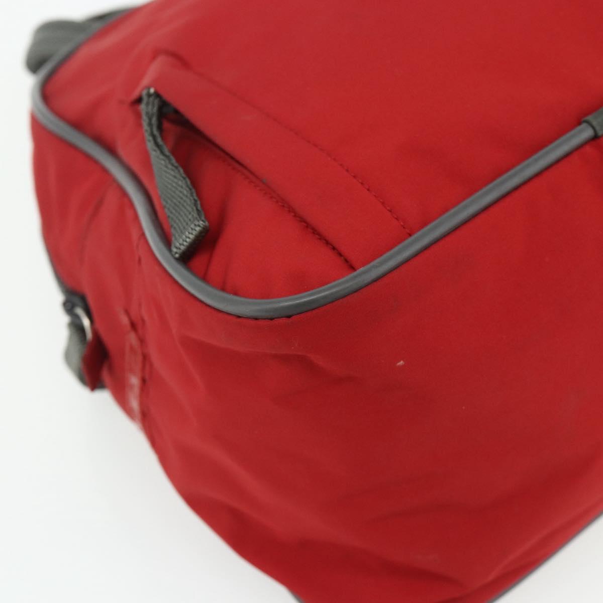 PRADA Sports Hand Bag Nylon Red Silver Auth 176633A