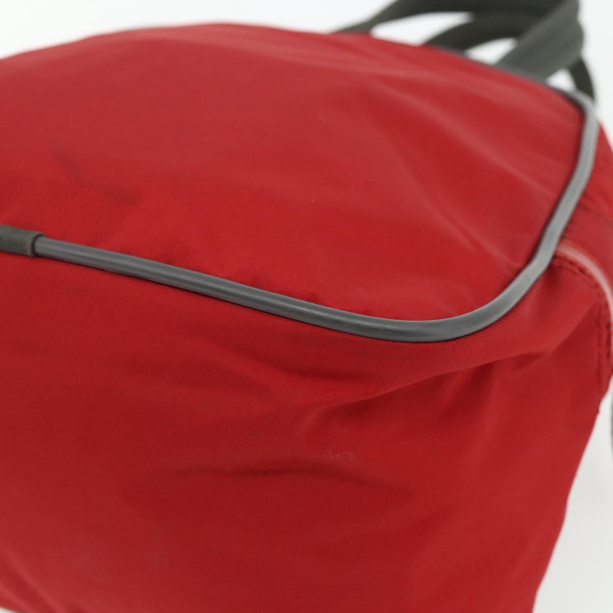 PRADA Sports Hand Bag Nylon Red Silver Auth 176633A