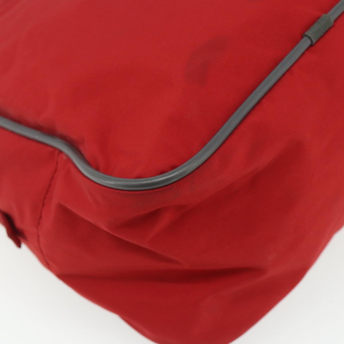 PRADA Sports Hand Bag Nylon Red Silver Auth 176633A