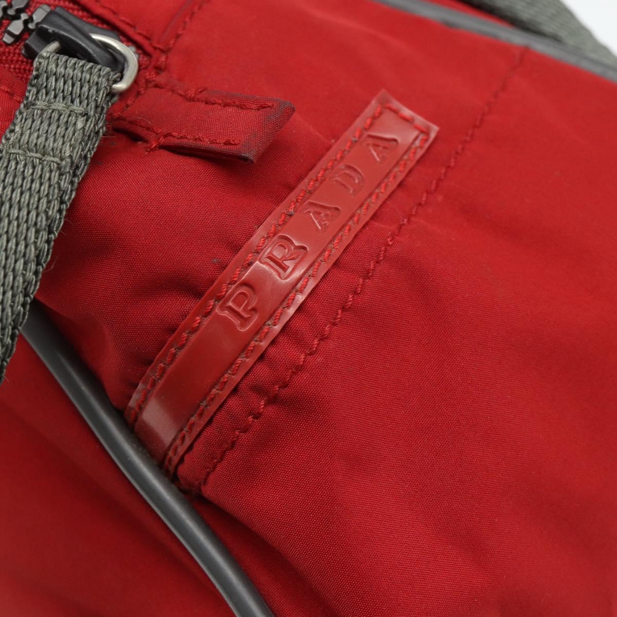 PRADA Sports Hand Bag Nylon Red Silver Auth 176633A