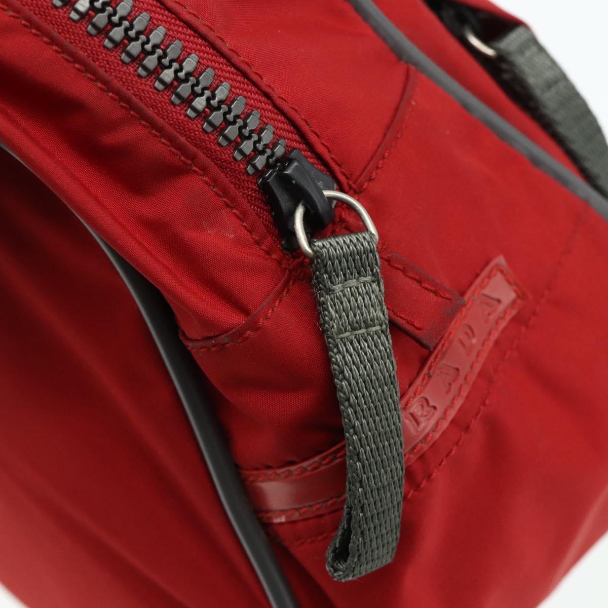 PRADA Sports Hand Bag Nylon Red Silver Auth 176633A