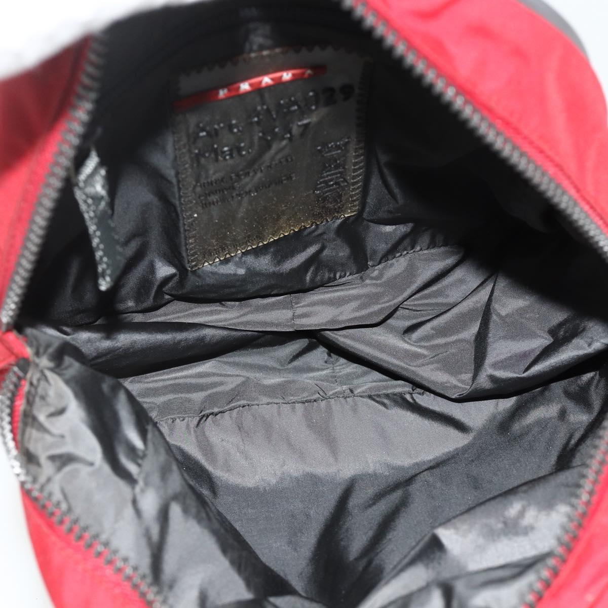 PRADA Sports Hand Bag Nylon Red Silver Auth 176633A