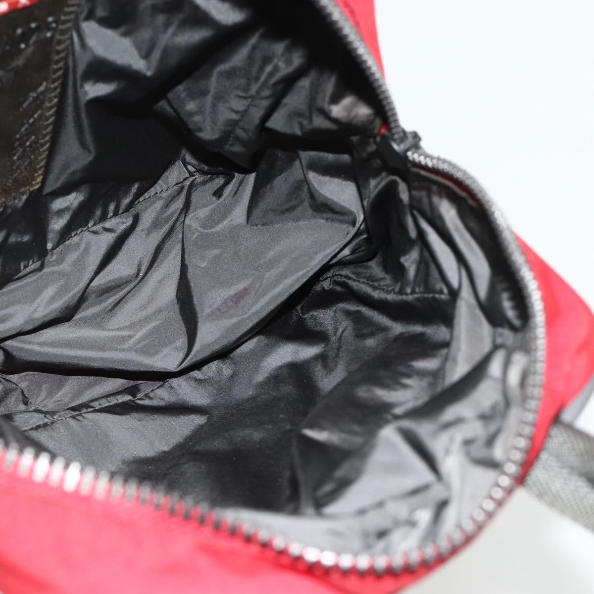 PRADA Sports Hand Bag Nylon Red Silver Auth 176633A