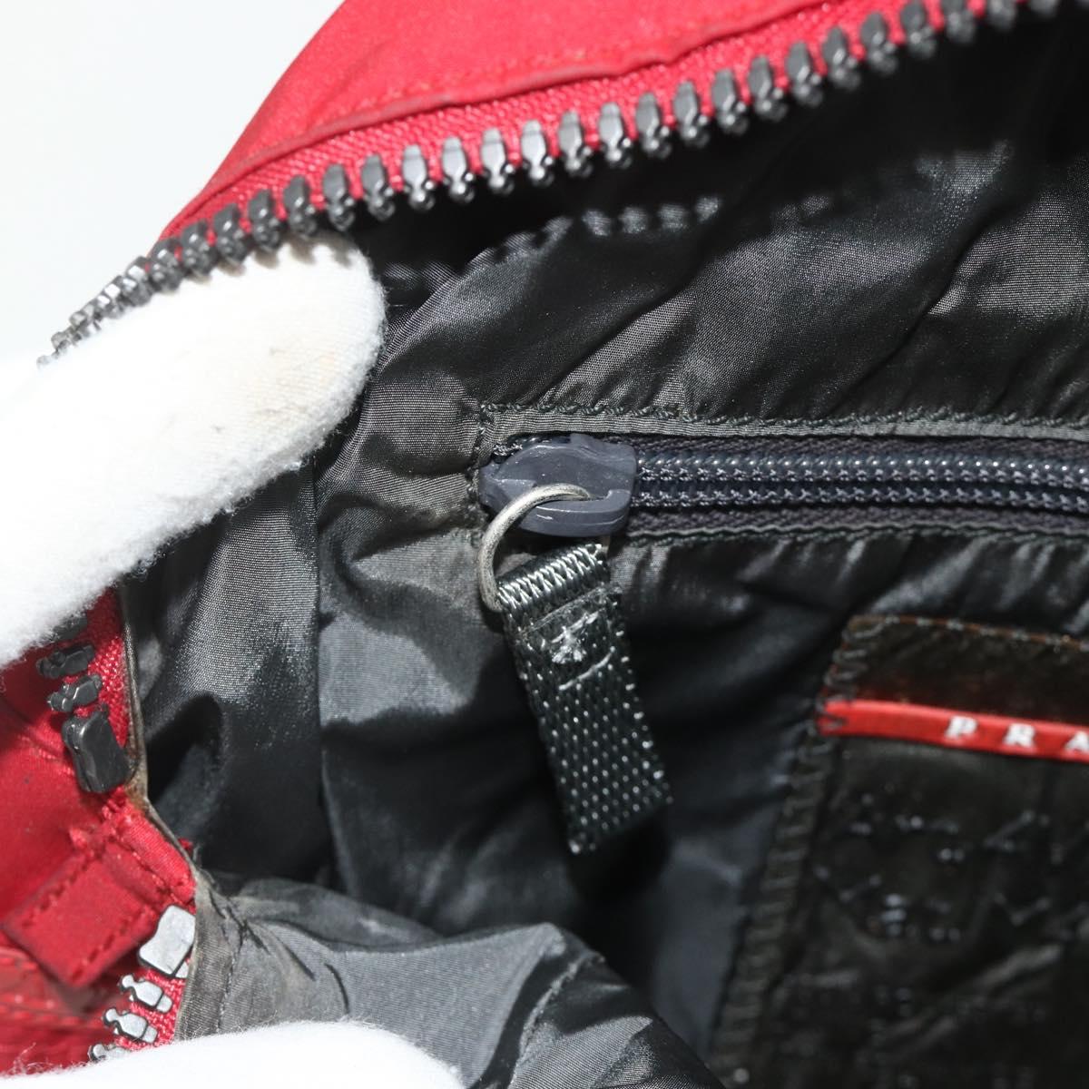 PRADA Sports Hand Bag Nylon Red Silver Auth 176633A