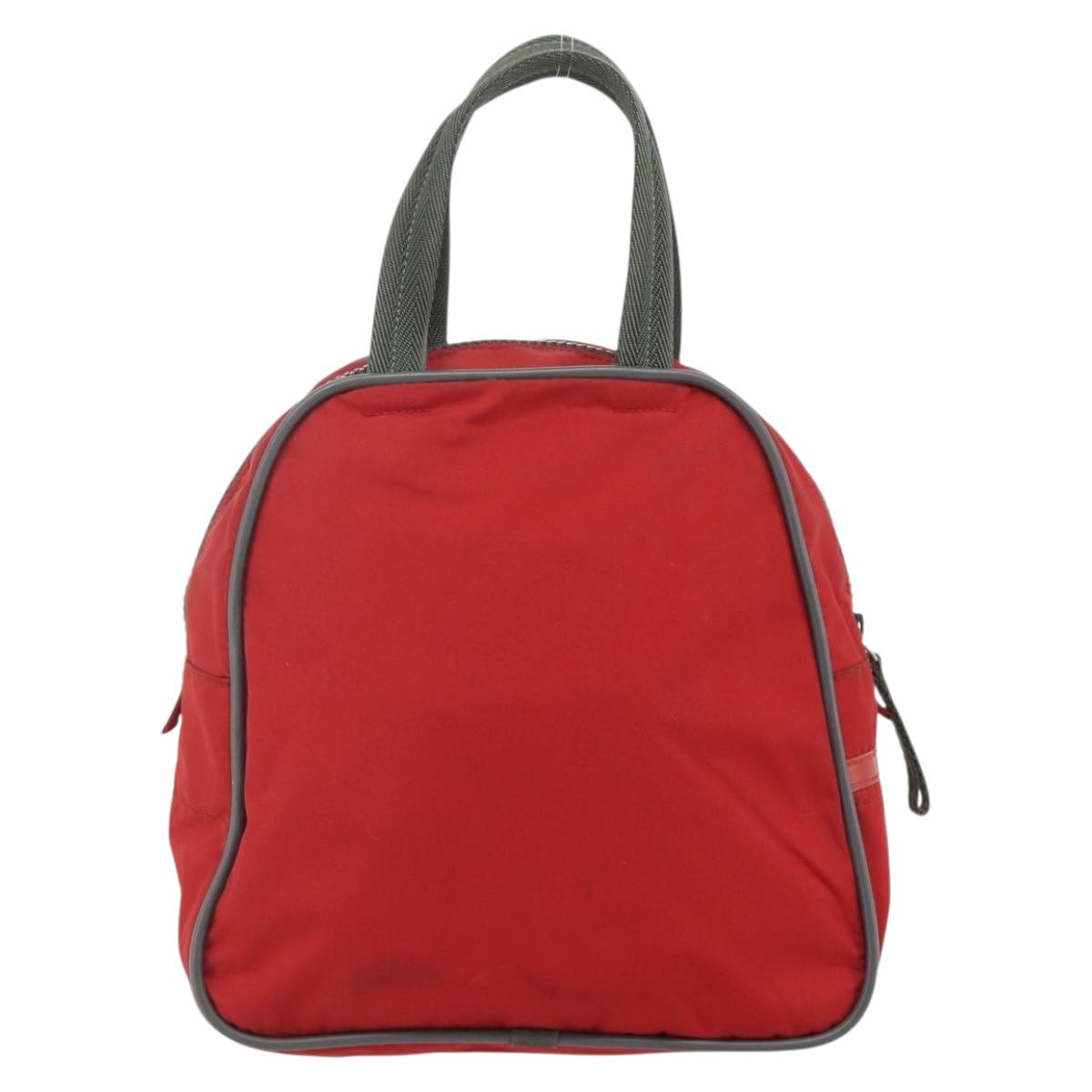 PRADA Sports Hand Bag Nylon Red Silver Auth 176633A