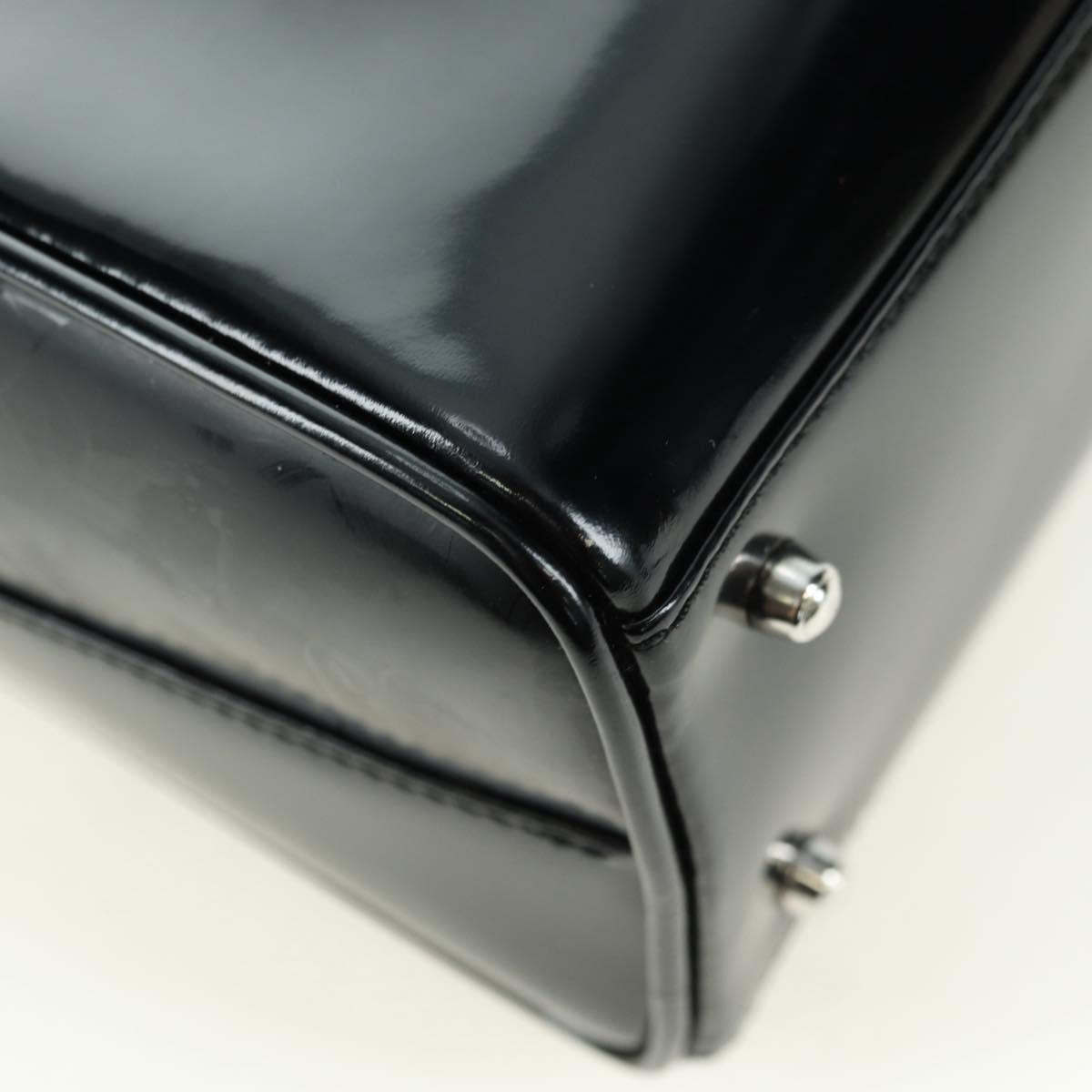 GUCCI Hand Bag Patent leather 2way Black Silver Auth 176640