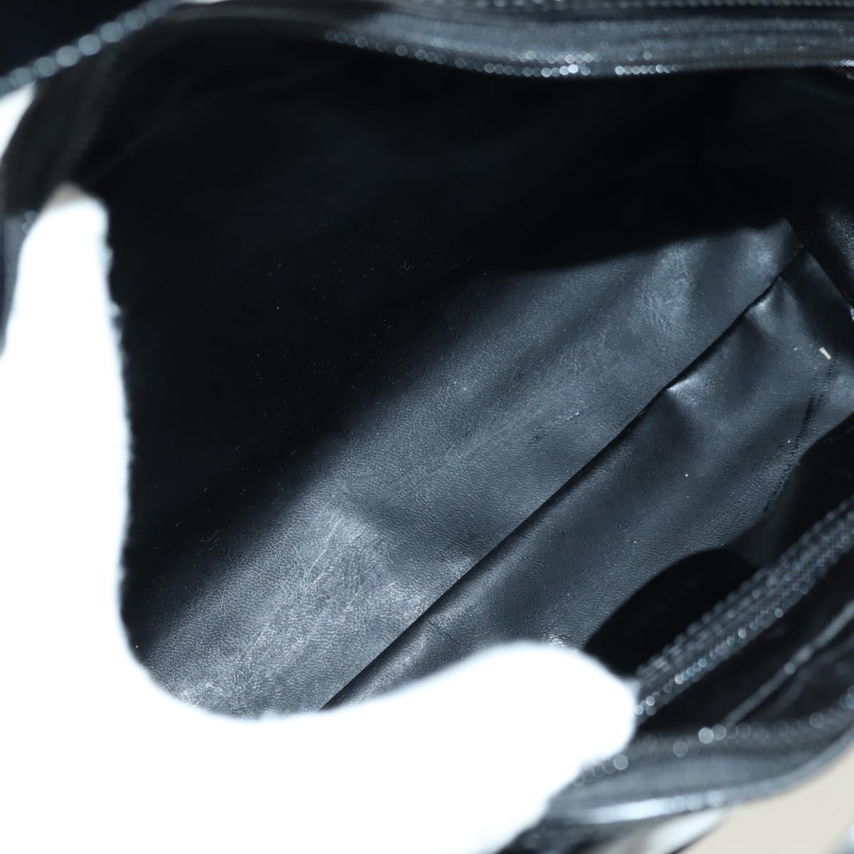 GUCCI Hand Bag Patent leather 2way Black Silver Auth 176640