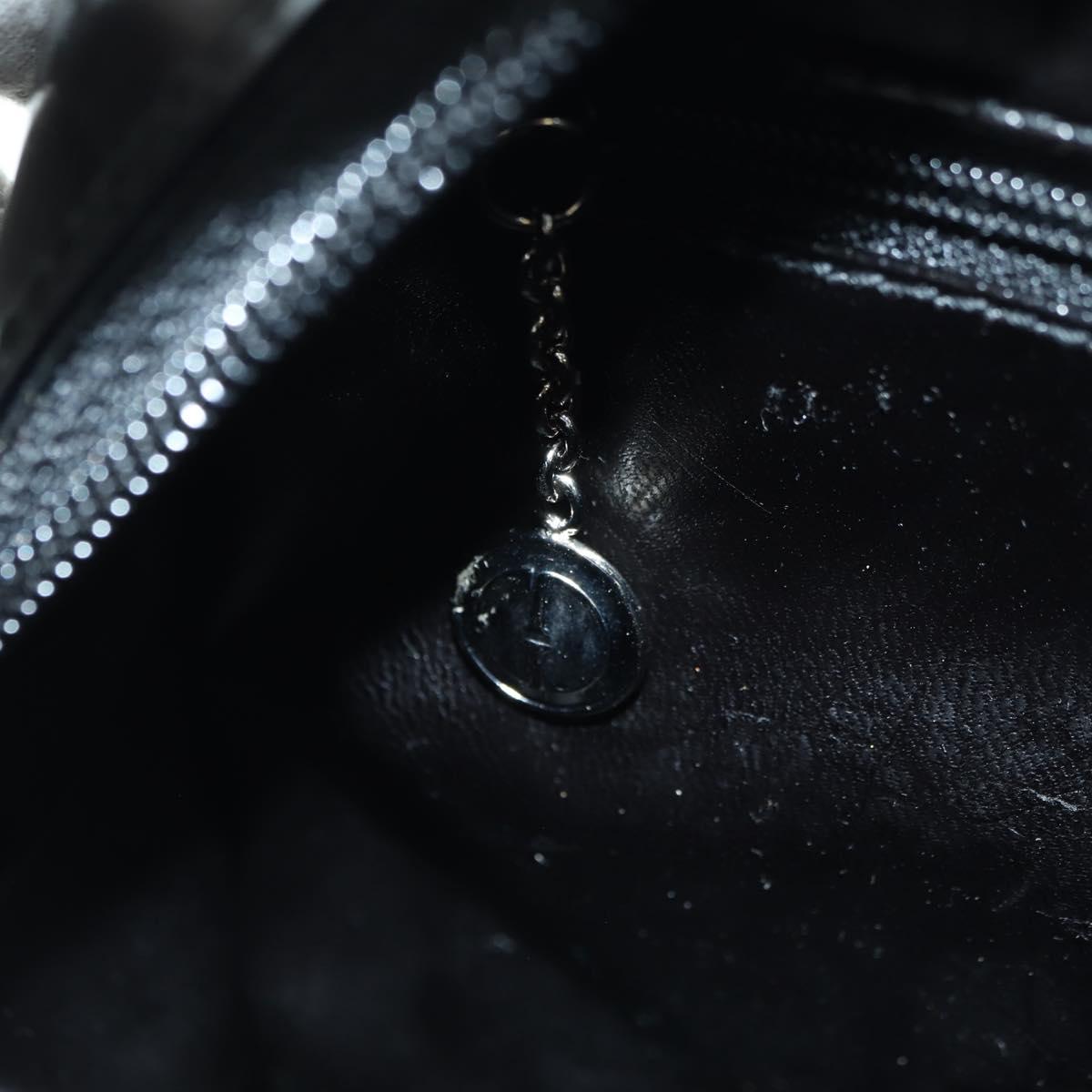 GUCCI Hand Bag Patent leather 2way Black Silver Auth 176640