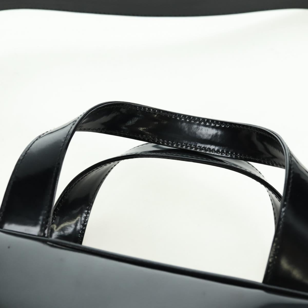 GUCCI Hand Bag Patent leather 2way Black Silver Auth 176640