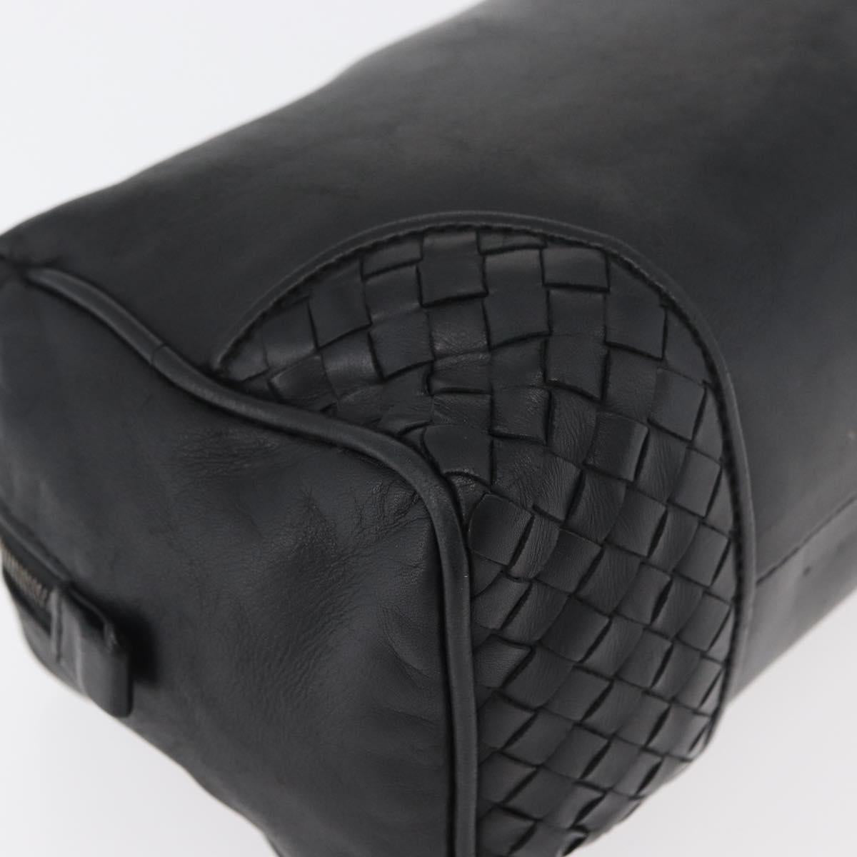 BOTTEGA VENETA Clutch Bag Leather Black Auth 176641