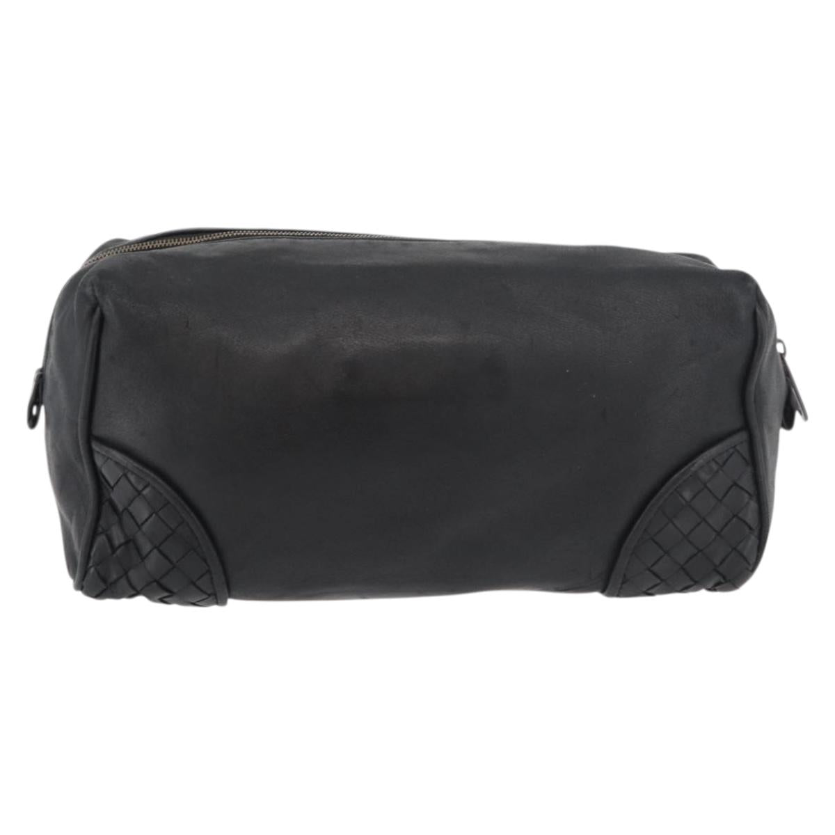 BOTTEGA VENETA Clutch Bag Leather Black Auth 176641