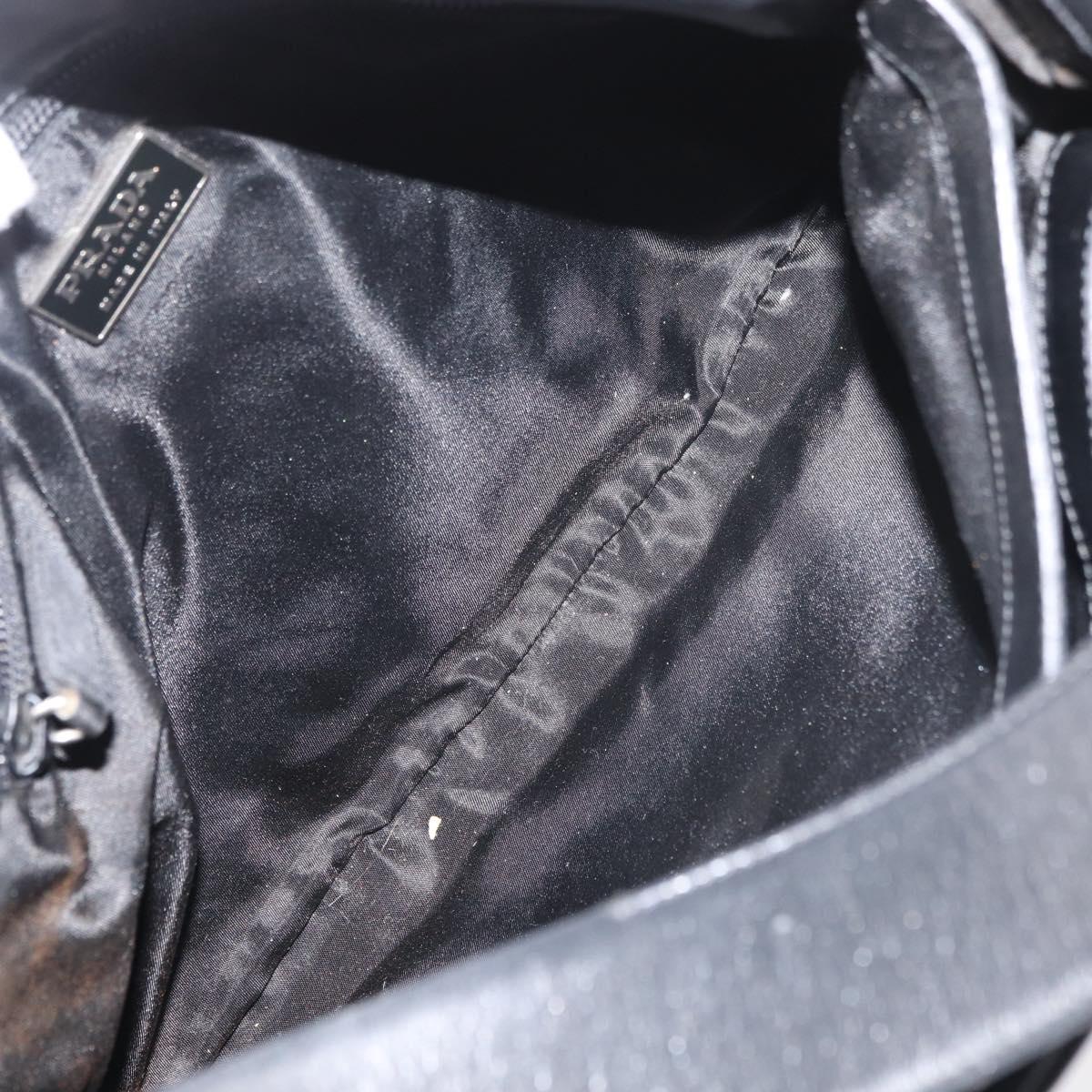PRADA Shoulder Bag Nylon Black Silver Auth 176642
