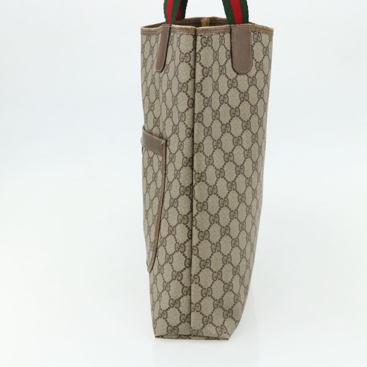 GUCCI GG Supreme Web Sherry Line Tote Bag PVC Beige Red 39 02 003 Auth 176643