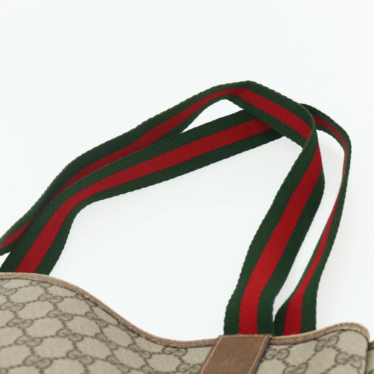 GUCCI GG Supreme Web Sherry Line Tote Bag PVC Beige Red 39 02 003 Auth 176643