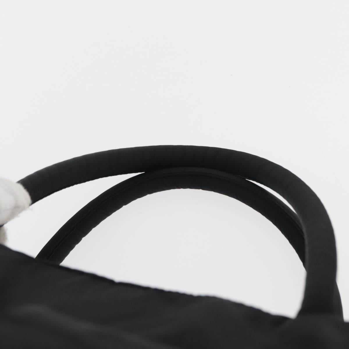 PRADA Tote Bag Nylon Black Silver Auth 176645