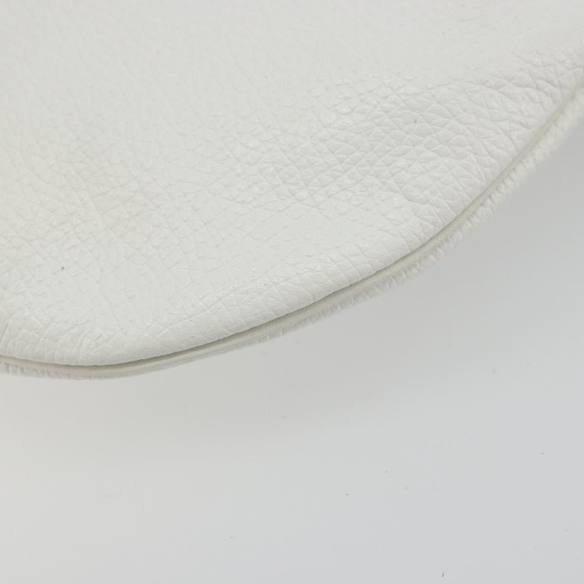 Christian Dior Shoulder Bag Leather White Gold Auth 176650