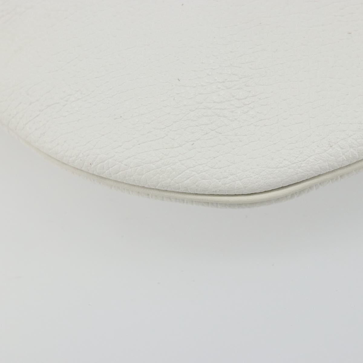 Christian Dior Shoulder Bag Leather White Gold Auth 176650