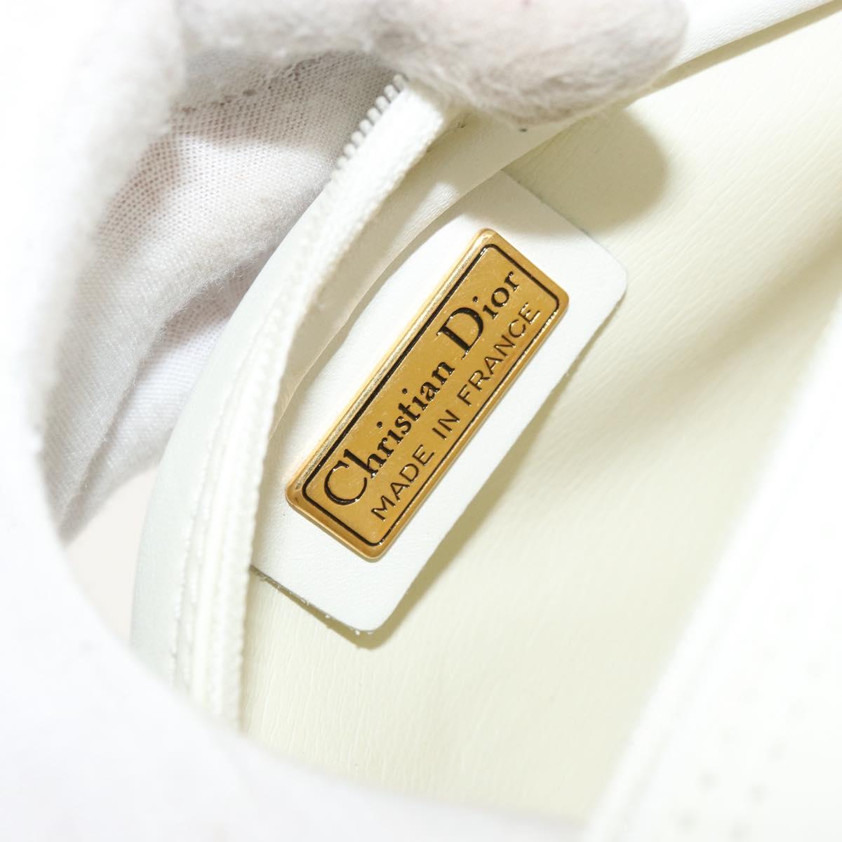 Christian Dior Shoulder Bag Leather White Gold Auth 176650