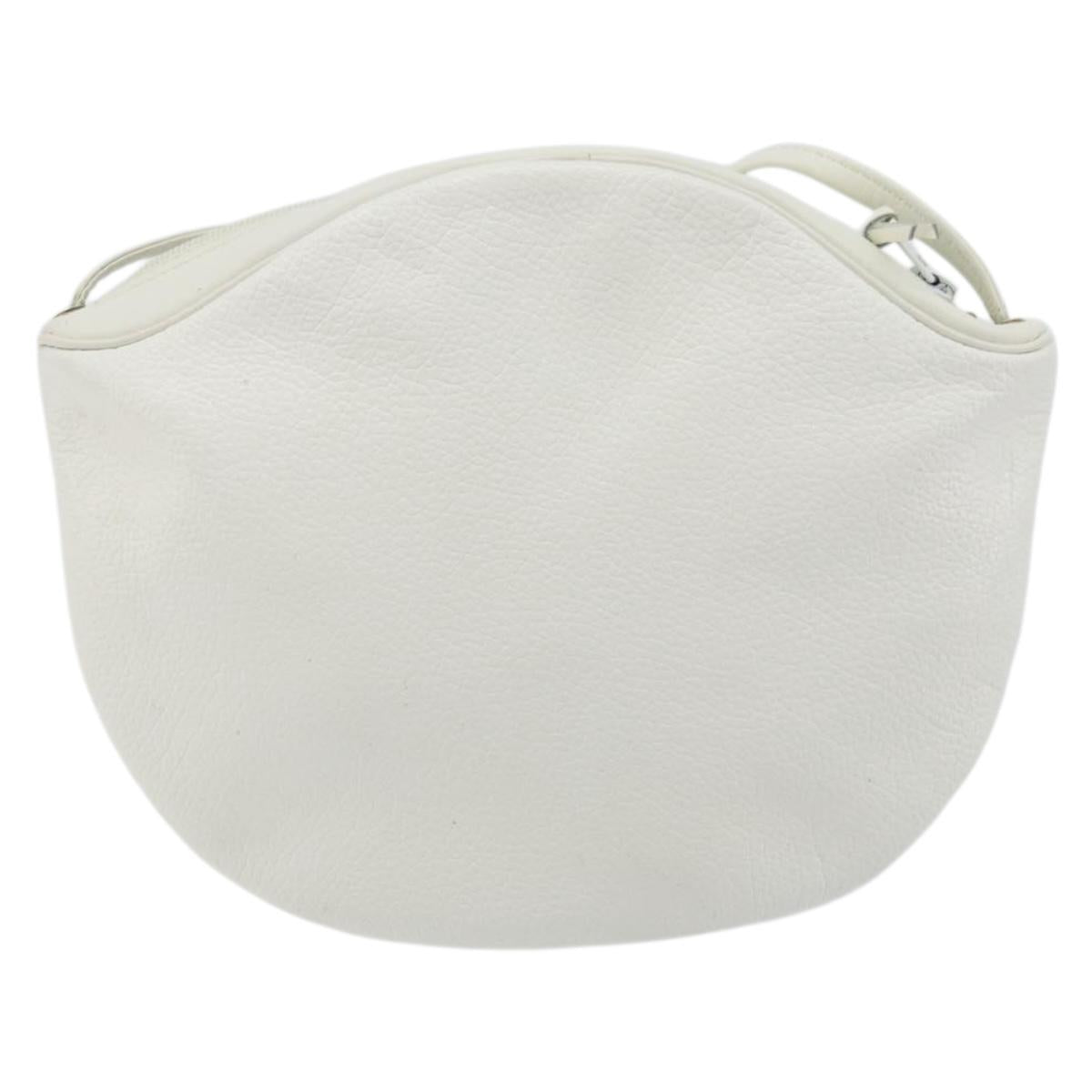 Christian Dior Shoulder Bag Leather White Gold Auth 176650