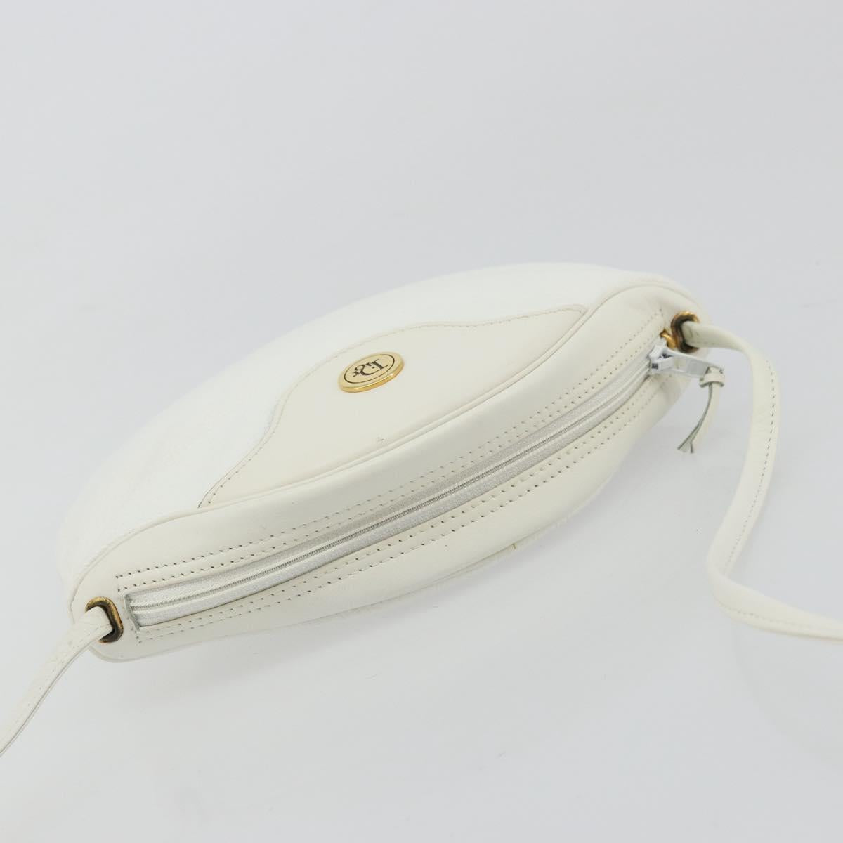 Christian Dior Shoulder Bag Leather White Gold Auth 176650