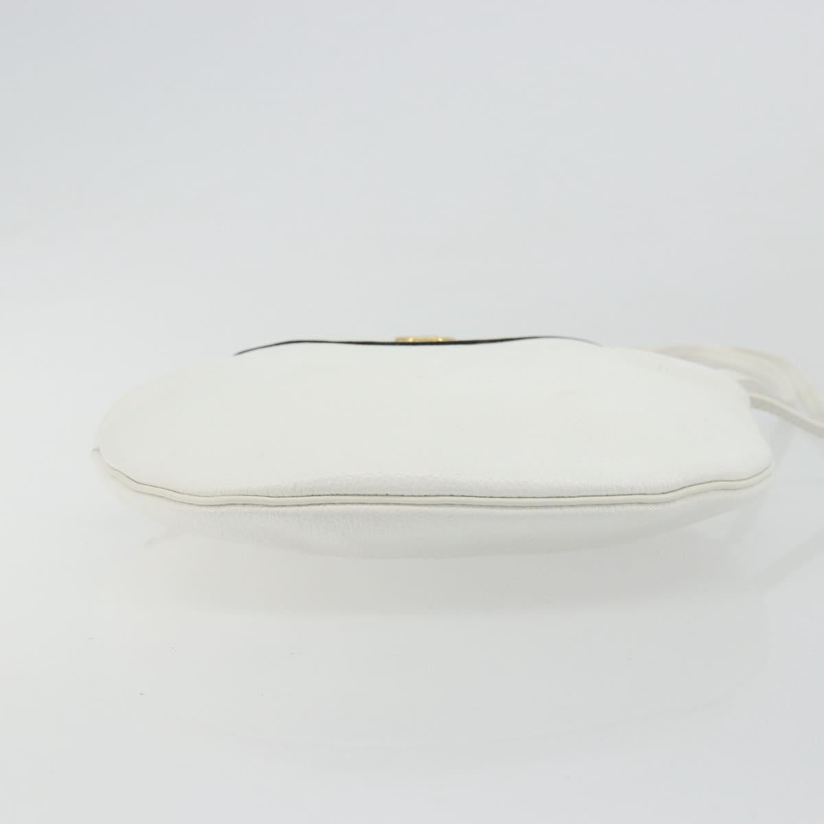 Christian Dior Shoulder Bag Leather White Gold Auth 176650