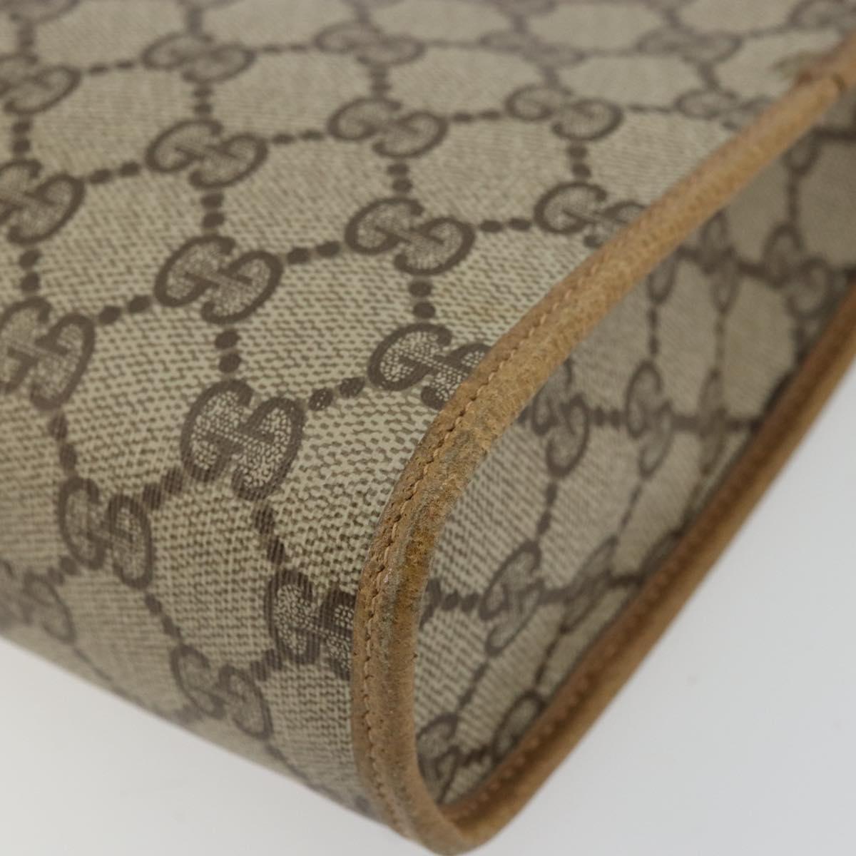 GUCCI GG Supreme Clutch Bag PVC Beige Gold 97 01 036 Auth 176652