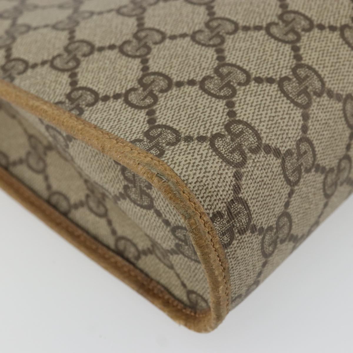 GUCCI GG Supreme Clutch Bag PVC Beige Gold 97 01 036 Auth 176652