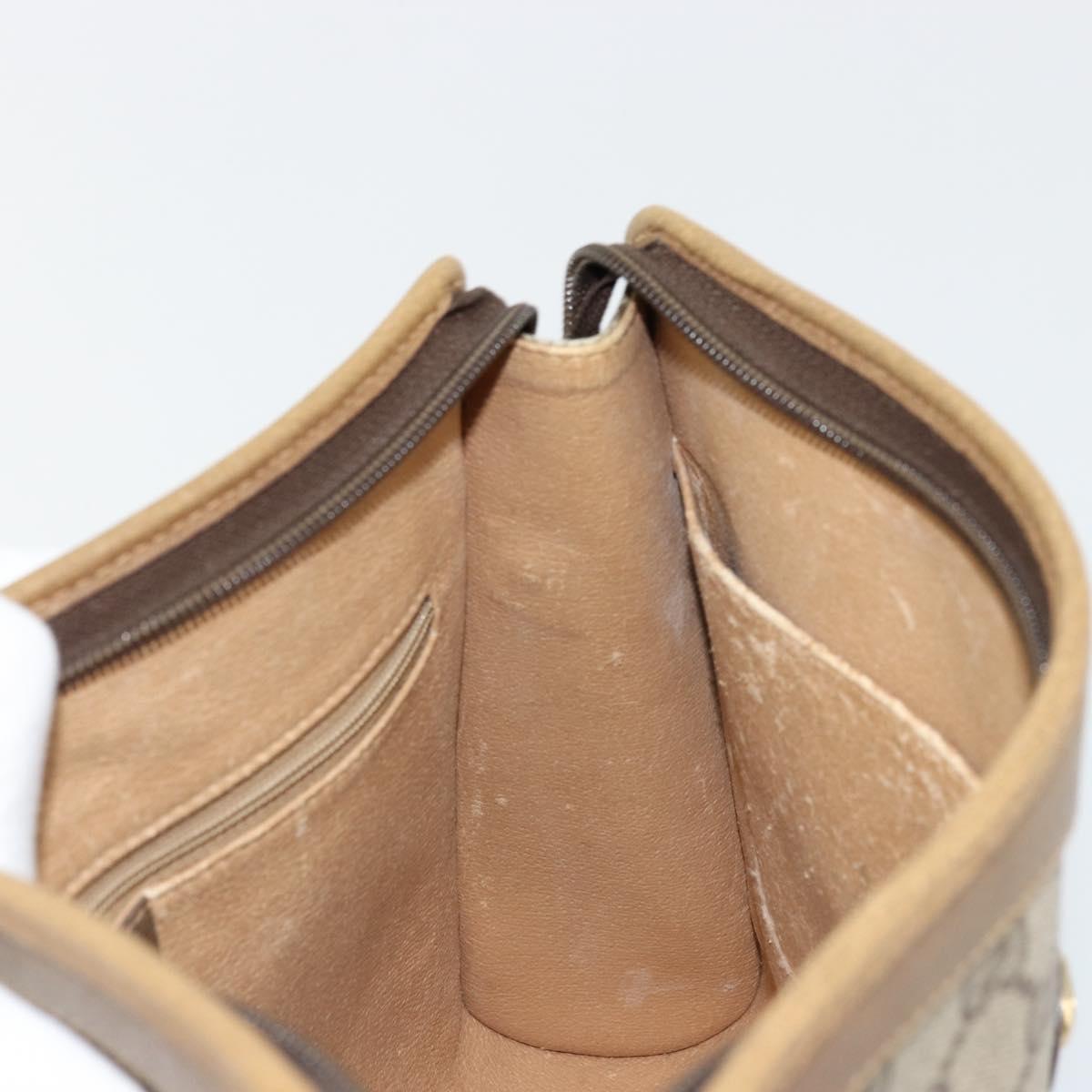 GUCCI GG Supreme Clutch Bag PVC Beige Gold 97 01 036 Auth 176652