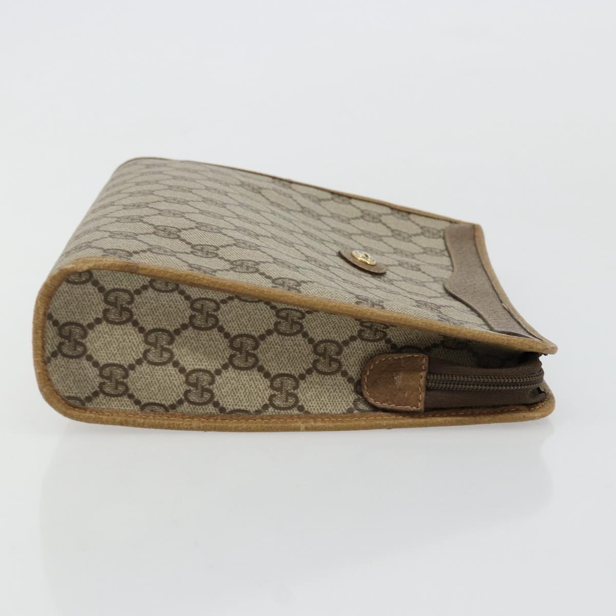 GUCCI GG Supreme Clutch Bag PVC Beige Gold 97 01 036 Auth 176652