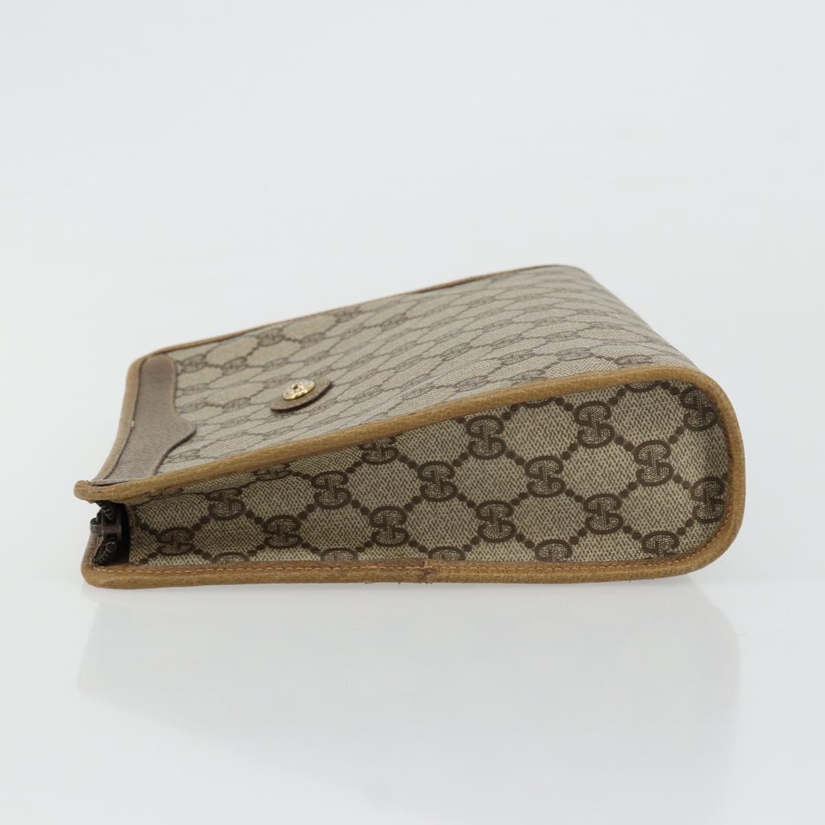 GUCCI GG Supreme Clutch Bag PVC Beige Gold 97 01 036 Auth 176652