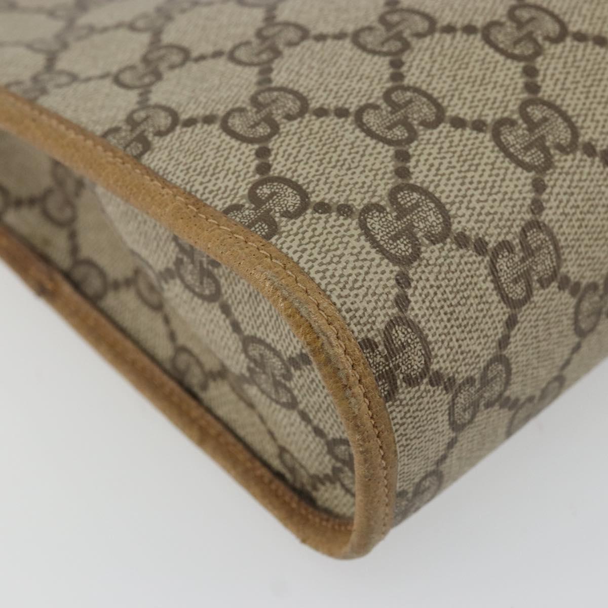 GUCCI GG Supreme Clutch Bag PVC Beige Gold 97 01 036 Auth 176652