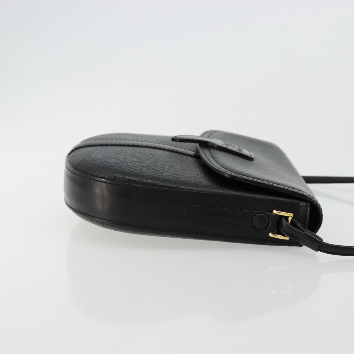 Burberrys Shoulder Bag Leather Black Gold Auth 176661