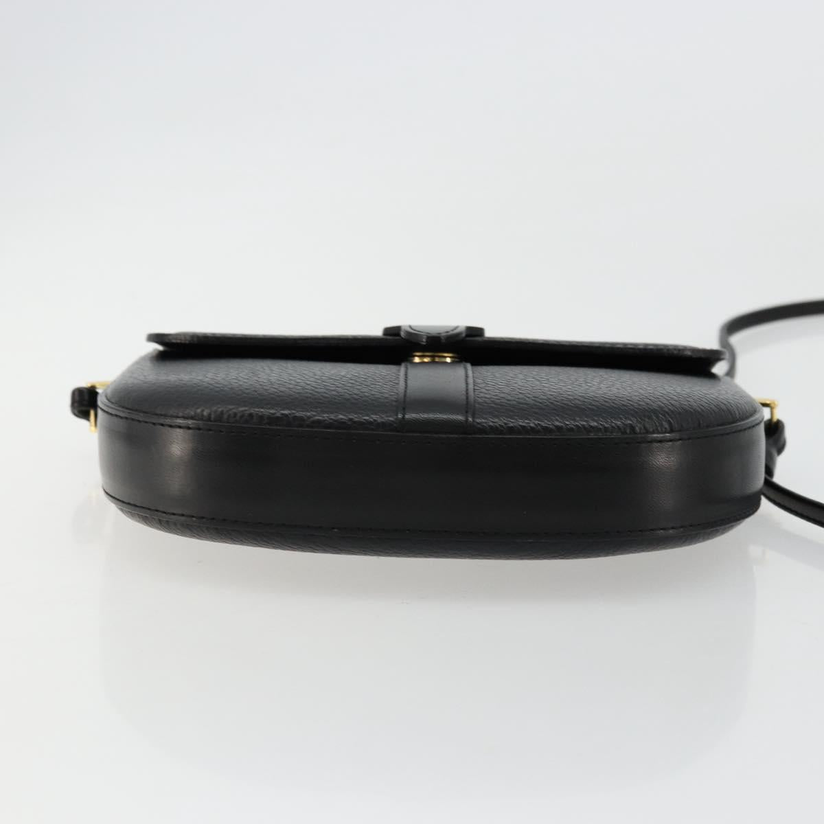 Burberrys Shoulder Bag Leather Black Gold Auth 176661