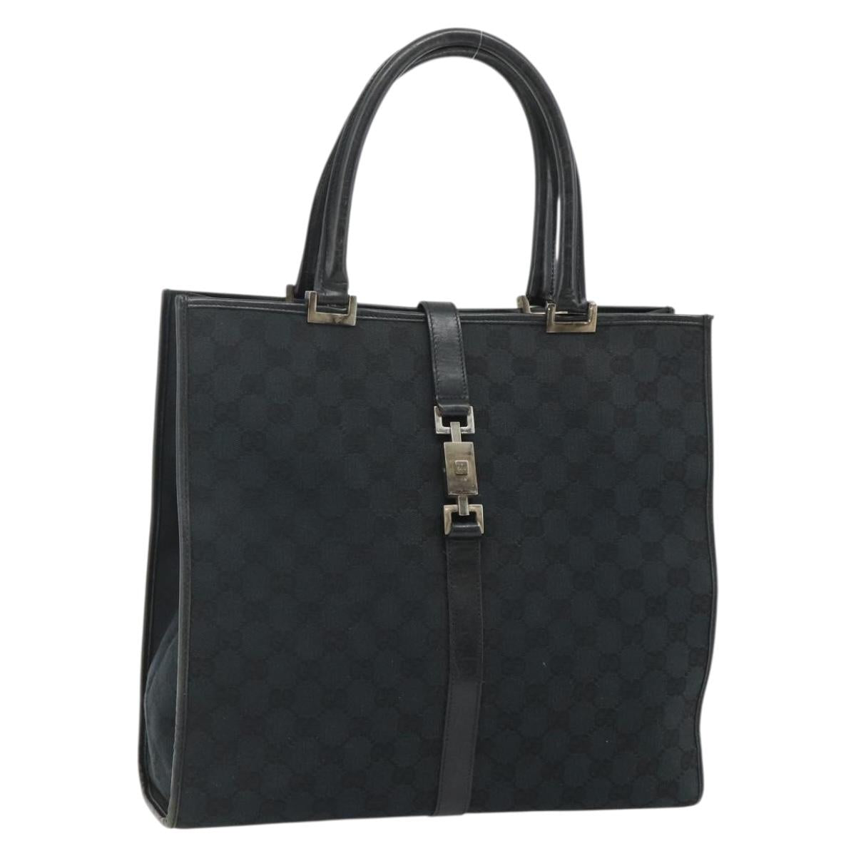 GUCCI GG Canvas Jackie Tote Bag Black Silver 002 1064 3444 Auth 176667